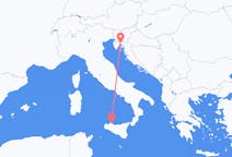 Flyrejser fra Rijeka, Kroatien til Palermo, Italien