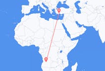 Vluchten van Kuito, Angola naar Antalya, Turkije