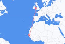 Flyreiser fra Ziguinchor, Senegal til Newquay, England