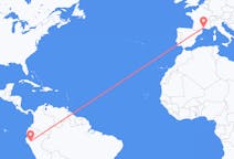 Flyreiser fra Jaen, Peru til Montpellier, Frankrike