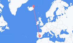 Flyg från staden M?laga, Spanien till staden Egilssta?ir, Island