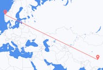 出发地 中国重庆市目的地 挪威沃尔达的航班