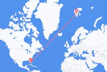 Flyg från Miami, USA till Svalbard, Svalbard och Jan Mayen