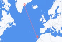 Vluchten van Ajuy, Spanje naar Kulusuk, Groenland