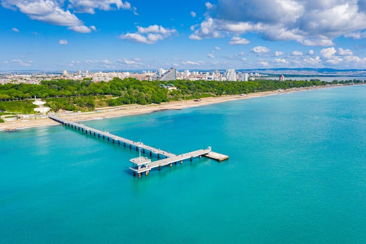 Photo of Aerial view of the pier of Burgas in Bulgaria.