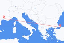 Vluchten van Istanboel, Turkije naar Nîmes, Frankrijk