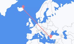出发地 土耳其出发地 代尼茲利目的地 冰岛埃伊尔斯塔济的航班