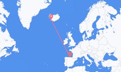 航班从西班牙桑坦德市到雷克雅维克市，冰岛塞尔