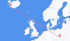 Fly fra byen Reykjavik, Island til byen Katowice, Polen