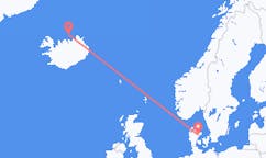 아이슬란드 그림지에서 출발해 덴마크 오르후스로(으)로 가는 항공편