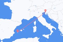Vluchten van Ibiza, Spanje naar Triëst, Italië
