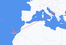 Flyreiser fra Las Palmas, Spania til Bari, Italia