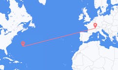 Vluchten van Bermuda, Verenigd Koninkrijk naar Genève, Zwitserland