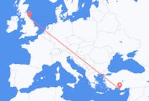 Flights from Gazipaşa, Turkey to Durham, England, the United Kingdom