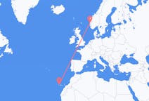 Flyrejser fra Santa Cruz de La Palma, Spanien til Bergen, Norge