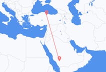 Vluchten van Bisha, Saoedi-Arabië naar Karamustafapasa, Turkije