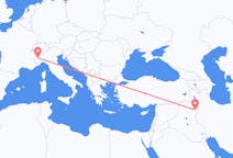 Flyg från Sulaymaniyya, Irak till Turin, Italien
