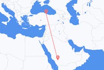 Loty z Bisha, Arabia Saudyjska z Samsun, Turcja