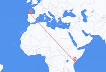 Flyg från Lamu, Kenya till Santiago del Monte, Spanien