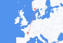 Flights from Brive-la-Gaillarde, France to Kristiansand, Norway