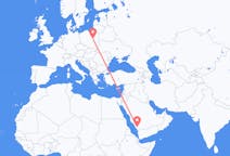 Flyg från Abha, Saudiarabien till Warszawa, Polen