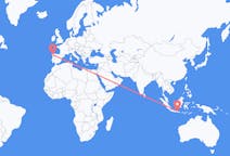 Flyg från Surabaya, Indonesien till Santiago de Compostela, Spanien