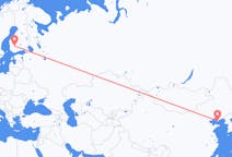 Flyg från Dalian, Kina till Tammerfors, Finland