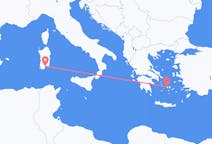 Vluchten van Paros, Griekenland naar Cagliari, Trento, Italië