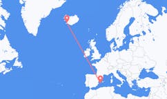 Flights from the city of Ibiza, Spain to the city of Reykjavik, Iceland