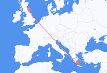 Flights from Chania, Greece to Durham, England, the United Kingdom