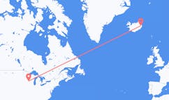 航班从美国拉克罗斯市到埃伊尔斯塔济市，冰岛塞尔