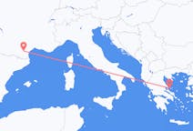 フランスのカルカソンヌからから、ギリシャのスキアトス島までのフライト