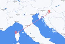 Flyg från Zagreb, Kroatien till Calvi, Frankrike