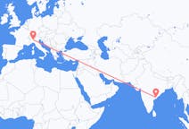 Vluchten van Rajahmundry, India naar Milaan, Italië