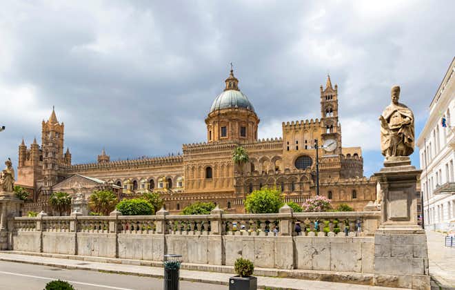 photo of Facade view of Palermo Cathedral (Metropolitan Cathedral of the Assumption of Virgin Mary), located in Palermo, Italy.