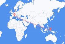 Flyg från Sorong, Indonesien till Nice, Frankrike
