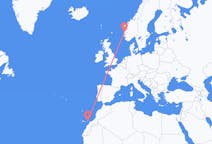 Flyrejser fra Fuerteventura, Spanien til Bergen, Norge