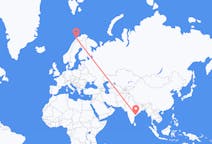 Vluchten van Rajahmundry, India naar Tromsö, Noorwegen