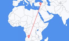 Flyreiser fra Menongue, Angola til Gaziantep, Tyrkia