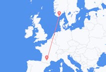 Loty z Tuluza, Francja z Kristiansand, Norwegia
