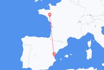 Vluchten van Valencia, Spanje naar Nantes, Frankrijk