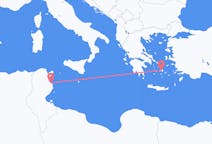 チュニジアのモナスティルからから、ギリシャのナクソス島までのフライト