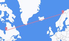 캐나다 쿠주아라픽에서 출발해 노르웨이 나르비크까지(으)로 가는 항공편
