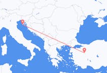 クロアチアのプーラから、トルコのキュタヒヤまでのフライト