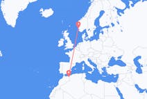 出发地 摩洛哥从乌季达出发目的地 挪威海宁格松的航班