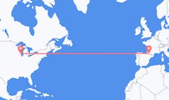 Flyg från Milwaukee, USA till Lourdes (kommun i Brasilien, São Paulo, lat -20,94, long -50,24), Frankrike