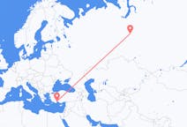Flights from Kogalym, Russia to Antalya, Turkey