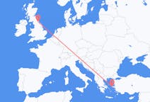 Flights from Chios, Greece to Durham, England, the United Kingdom