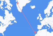 Vluchten van Lanzarote, Spanje naar Kangerlussuaq, Groenland