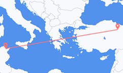 Flüge von Tunis, Tunesien nach Tokat, die Türkei